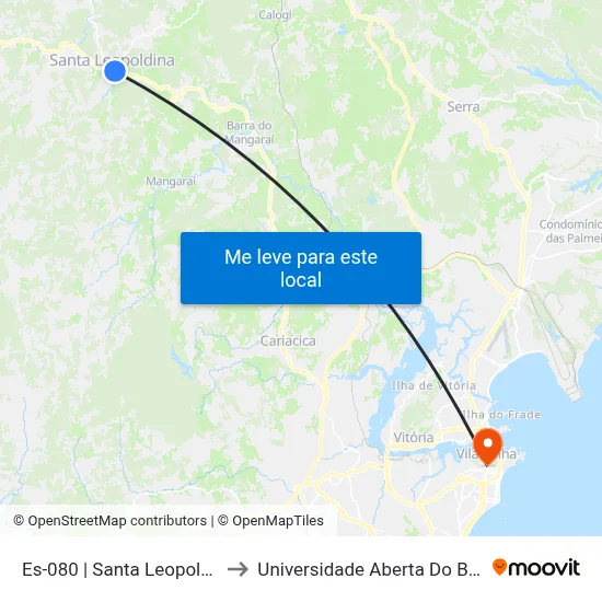 Es-080 | Santa Leopoldina to Universidade Aberta Do Brasil map