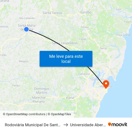 Rodoviária Municipal De Santa Maria De Jetibá to Universidade Aberta Do Brasil map