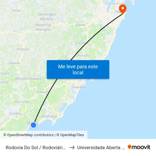 Rodovia Do Sol / Rodoviária De Piúma to Universidade Aberta Do Brasil map