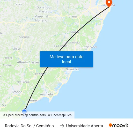Rodovia Do Sol / Cemitério De Itaipava to Universidade Aberta Do Brasil map