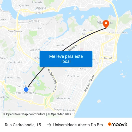Rua Cedrolandia, 1540 to Universidade Aberta Do Brasil map