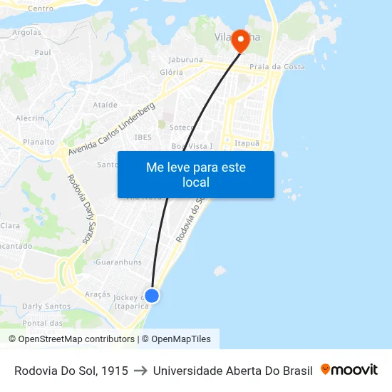Rodovia Do Sol, 1915 to Universidade Aberta Do Brasil map
