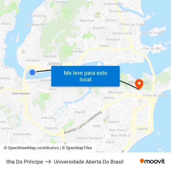 Ilha Do Príncipe to Universidade Aberta Do Brasil map