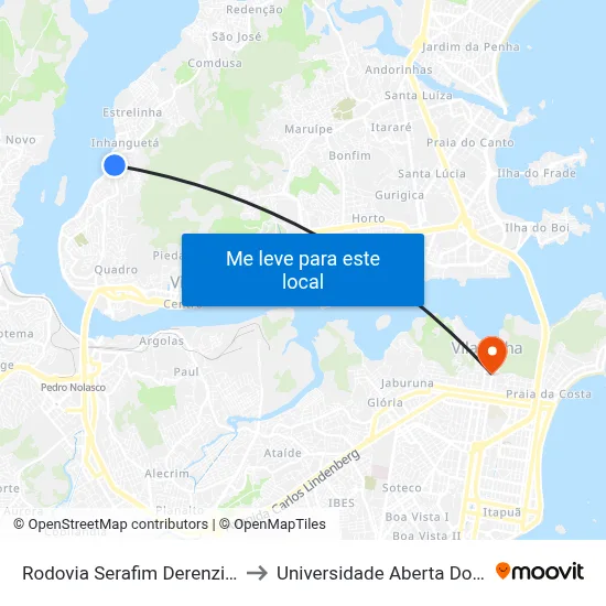 Rodovia Serafim Derenzi, 1119 to Universidade Aberta Do Brasil map