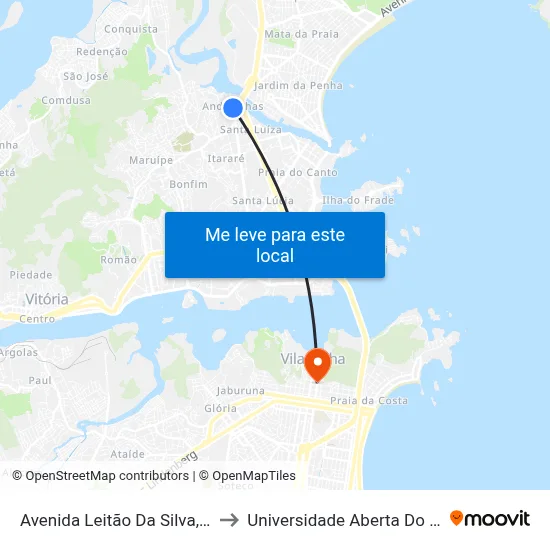 Avenida Leitão Da Silva, 3238 to Universidade Aberta Do Brasil map