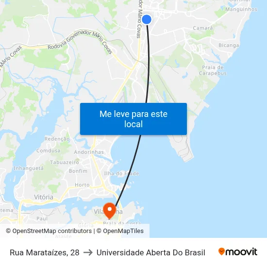 Rua Marataízes, 28 to Universidade Aberta Do Brasil map