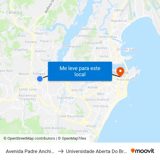Avenida Padre Anchieta to Universidade Aberta Do Brasil map