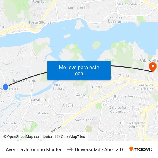 Avenida Jerônimo Monteiro, 4552 to Universidade Aberta Do Brasil map