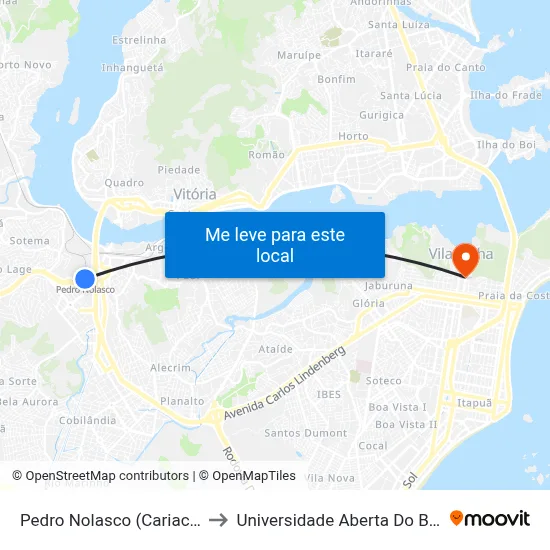 Pedro Nolasco (Cariacica) to Universidade Aberta Do Brasil map