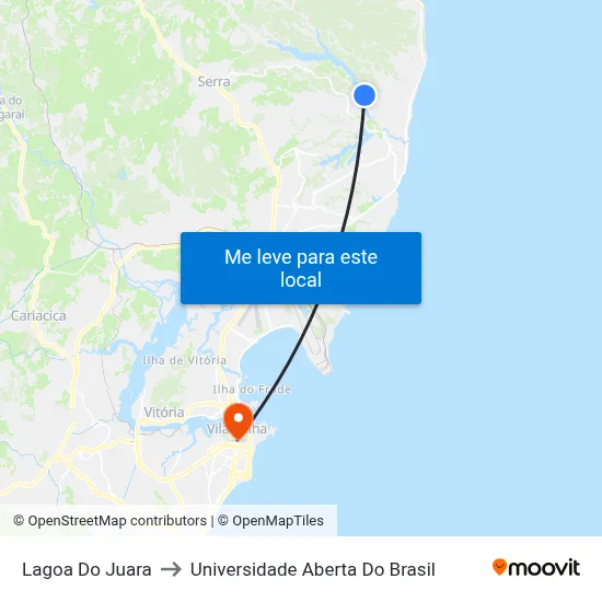 Lagoa Do Juara to Universidade Aberta Do Brasil map