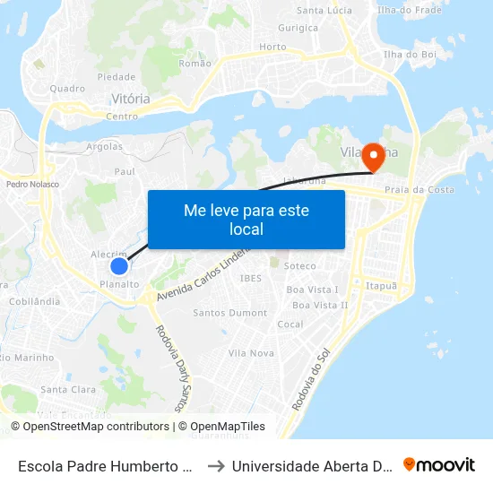 Escola Padre Humberto Piacente to Universidade Aberta Do Brasil map