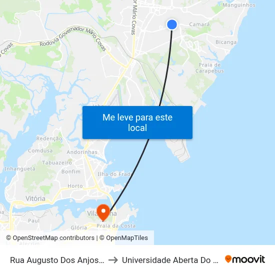 Rua Augusto Dos Anjos, 205 to Universidade Aberta Do Brasil map