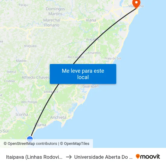 Itaipava (Linhas Rodoviárias) to Universidade Aberta Do Brasil map
