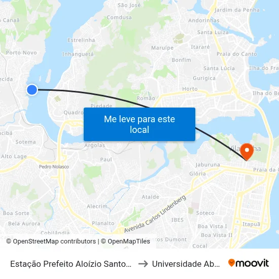 Estação Prefeito Aloízio Santos (Porto De Santana) to Universidade Aberta Do Brasil map