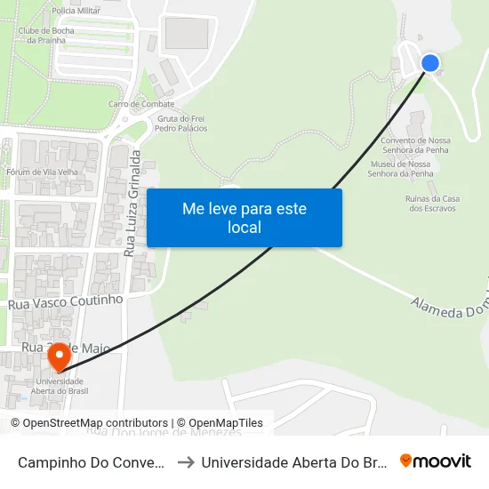 Campinho Do Convento to Universidade Aberta Do Brasil map