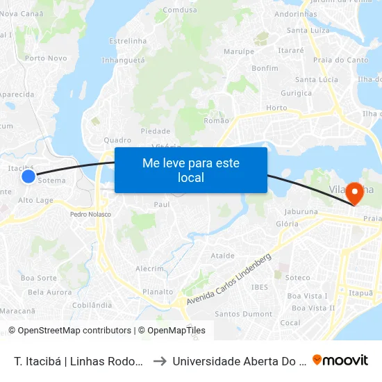 T. Itacibá | Linhas Rodoviárias to Universidade Aberta Do Brasil map