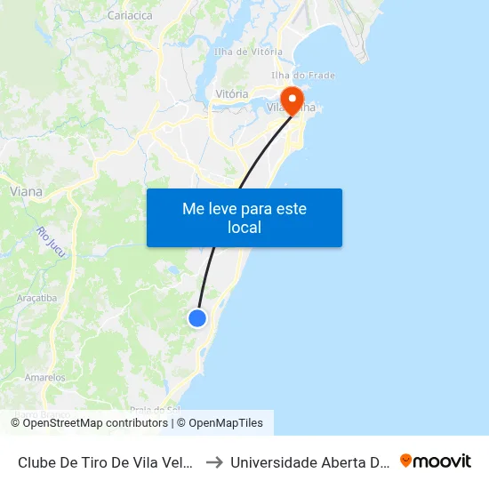 Clube De Tiro De Vila Velha - Ctvv to Universidade Aberta Do Brasil map
