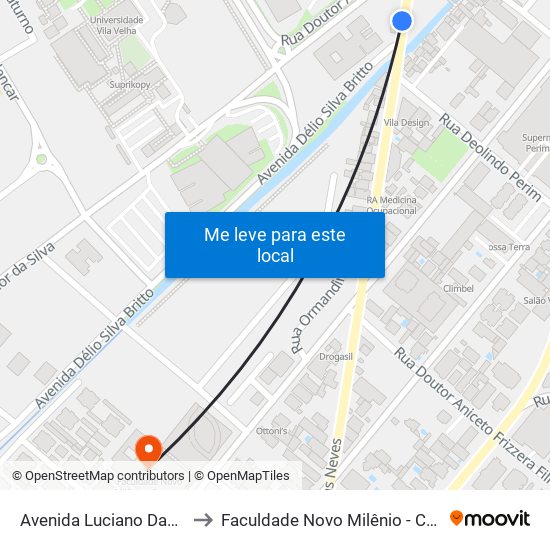 Avenida Luciano Das Neves | Inss to Faculdade Novo Milênio - Campus Vila Velha map