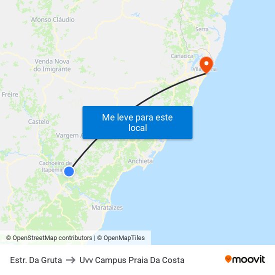 Estr. Da Gruta to Uvv Campus Praia Da Costa map