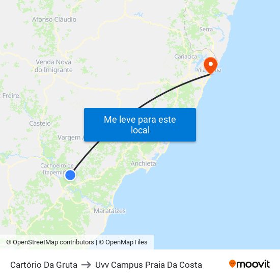 Cartório Da Gruta to Uvv Campus Praia Da Costa map