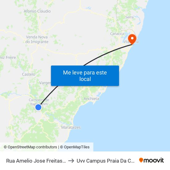 Rua Amelio Jose Freitas, 48 to Uvv Campus Praia Da Costa map