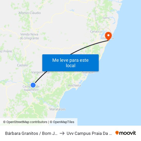 Bárbara Granitos / Bom Jardim to Uvv Campus Praia Da Costa map