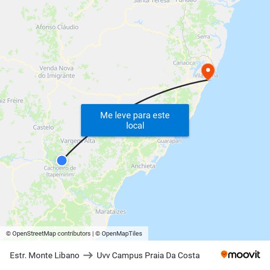 Estr. Monte Libano to Uvv Campus Praia Da Costa map