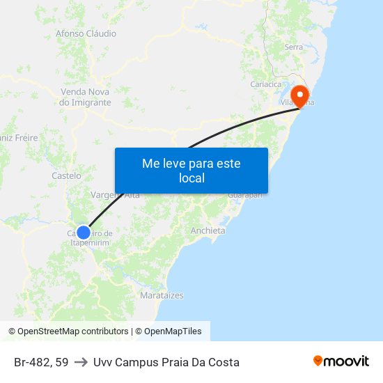Br-482, 59 to Uvv Campus Praia Da Costa map