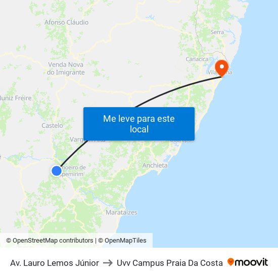 Av. Lauro Lemos Júnior to Uvv Campus Praia Da Costa map