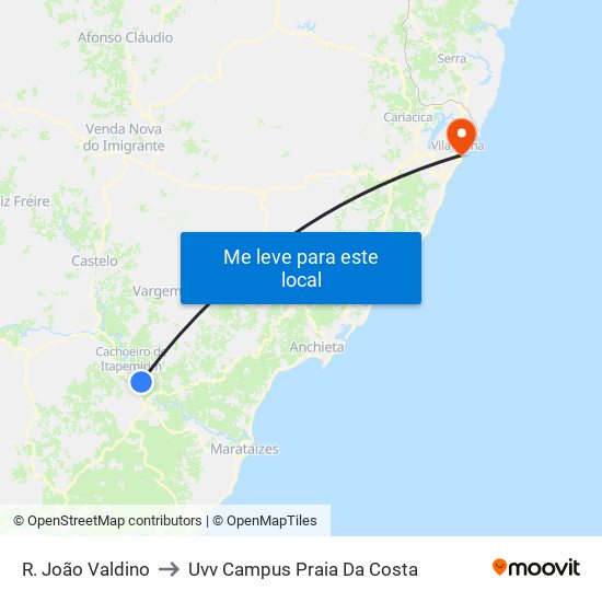 R. João Valdino to Uvv Campus Praia Da Costa map