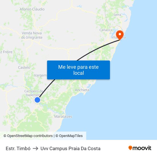 Estr. Timbó to Uvv Campus Praia Da Costa map