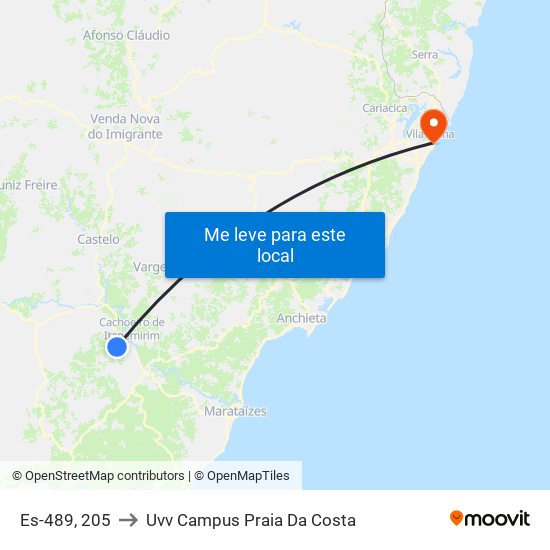 Es-489, 205 to Uvv Campus Praia Da Costa map
