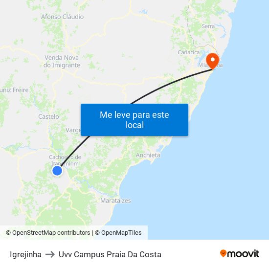 Igrejinha to Uvv Campus Praia Da Costa map