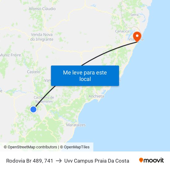 Rodovia Br 489, 741 to Uvv Campus Praia Da Costa map