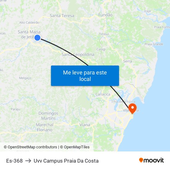 Es-368 to Uvv Campus Praia Da Costa map