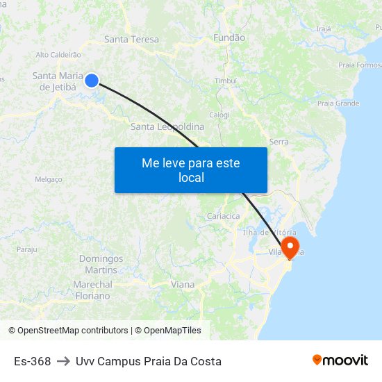 Es-368 to Uvv Campus Praia Da Costa map