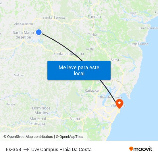 Es-368 to Uvv Campus Praia Da Costa map