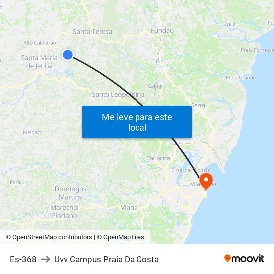 Es-368 to Uvv Campus Praia Da Costa map