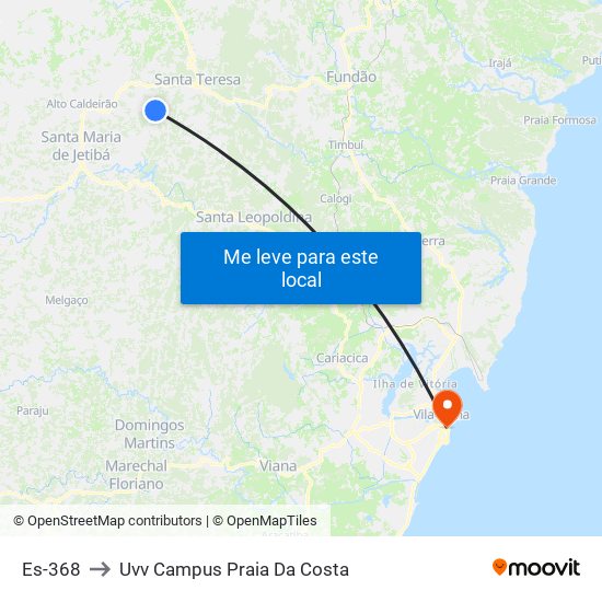 Es-368 to Uvv Campus Praia Da Costa map