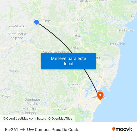 Es-261 to Uvv Campus Praia Da Costa map
