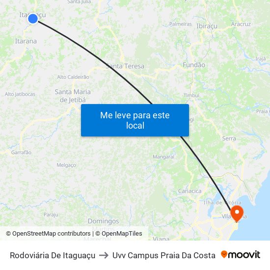 Rodoviária De Itaguaçu to Uvv Campus Praia Da Costa map