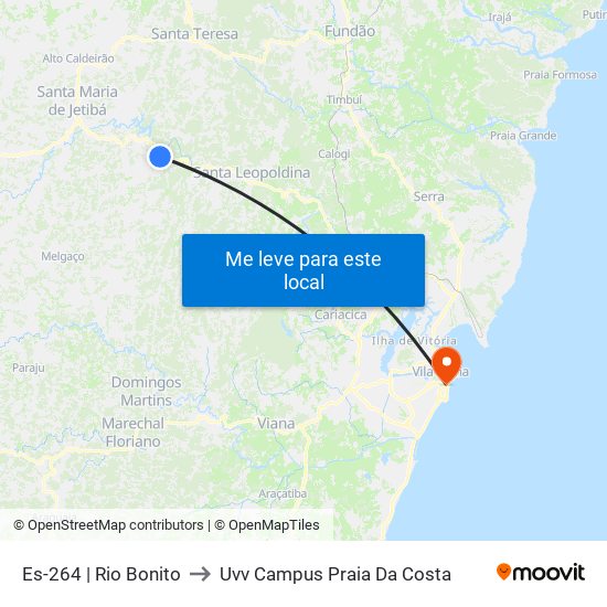Es-264 | Rio Bonito to Uvv Campus Praia Da Costa map