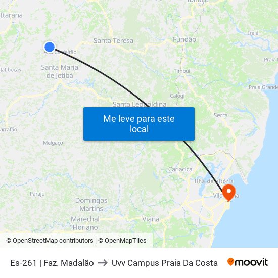 Es-261 | Faz. Madalão to Uvv Campus Praia Da Costa map