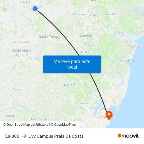 Es-080 to Uvv Campus Praia Da Costa map