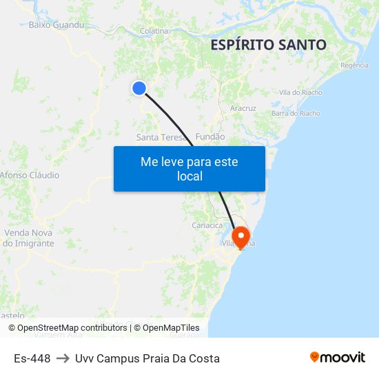 Es-448 to Uvv Campus Praia Da Costa map