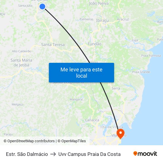 Estr. São Dalmácio to Uvv Campus Praia Da Costa map