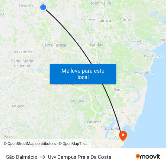 São Dalmácio to Uvv Campus Praia Da Costa map