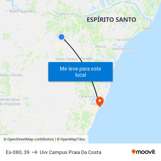 Es-080, 39 to Uvv Campus Praia Da Costa map