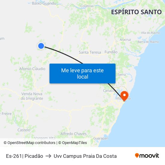 Es-261| Picadão to Uvv Campus Praia Da Costa map
