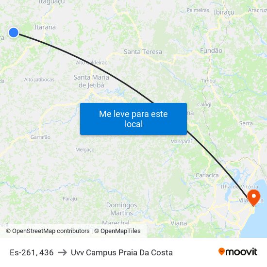 Es-261, 436 to Uvv Campus Praia Da Costa map